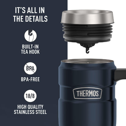 THERMOS Stainless King Vacuum-Insulated Stainless Steel Tumbler - 16oz, Midnight Blue - Insulated Coffee Tumbler for Hot & Cold Drinks - Leak-Proof & Sweat-Proof for Commuting & Traveling