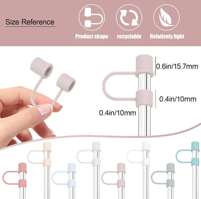 6PCS Silicone Straw Covers Cap Compatible with Stanley Cup 30&40oz Tumbler with Handle 10mm Straw Toppers，Straw Tips Lids Dust-Proof Reusable for Stanley Cup Accessories (White)