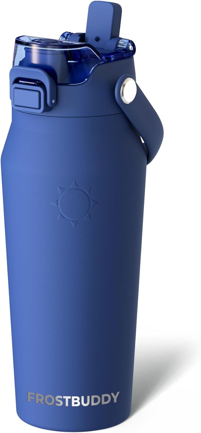 Frost Buddy 24oz Insulated Water Bottle with Straw & Chug Lid | Leak-Proof Stainless Steel | 24-Hours Cold | Sweat-Proof, Cup Holder Friendly | Ideal for Gym, Travel, Sports & Everyday Hydration - Colors B