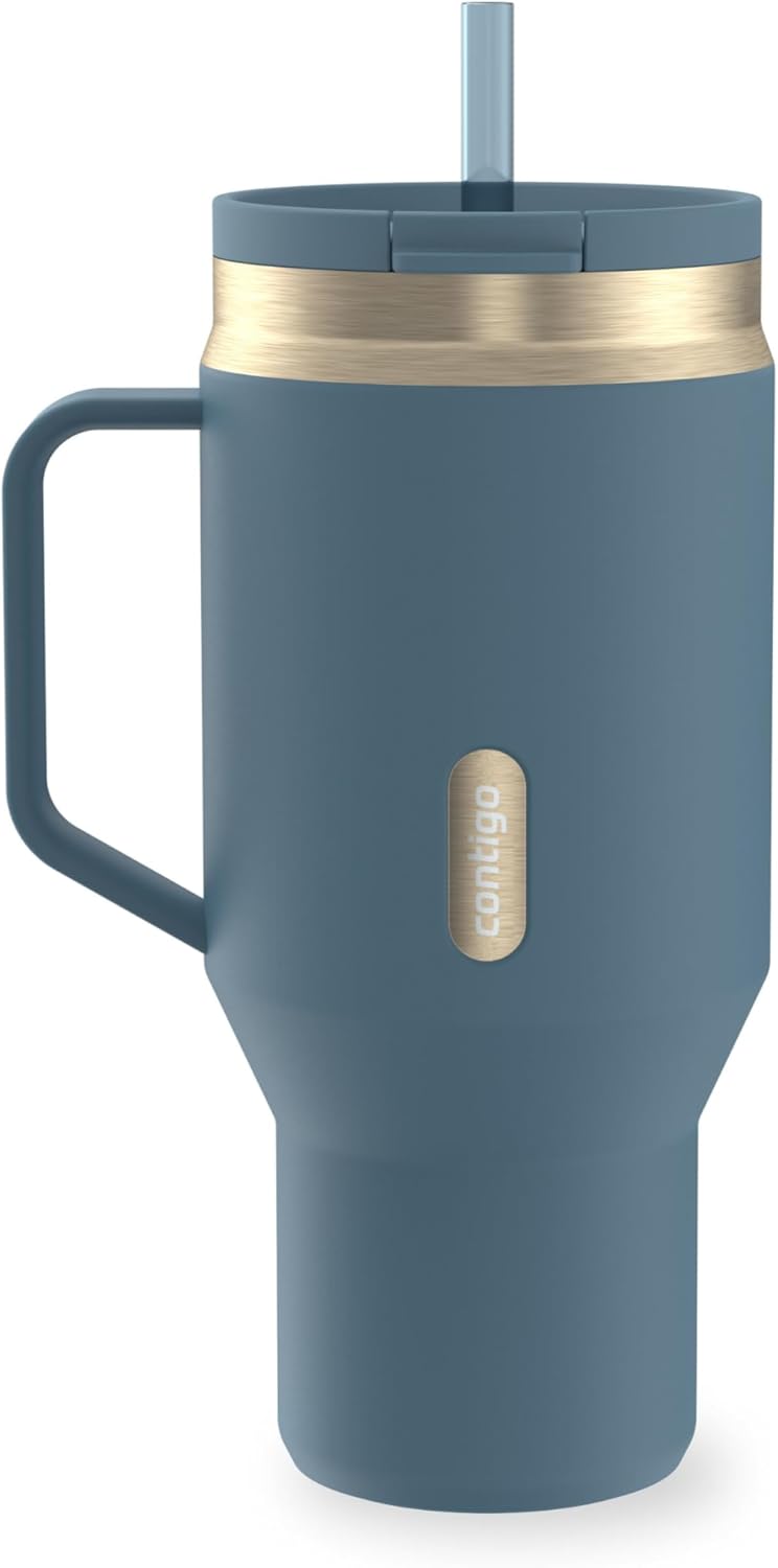 Contigo SnapSeal 30 oz Stainless Steel Vacuum-Insulated Tumbler with Handle & Reusable Straw, Leakproof AutoClose Lid, Cup Holder Friendly, BPA-Free & Lead-Free, Dishwasher Safe