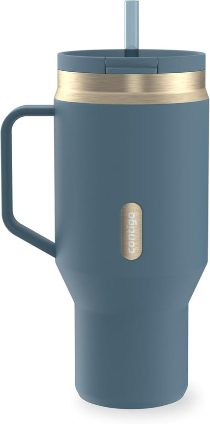 Contigo SnapSeal 30 oz Stainless Steel Vacuum-Insulated Tumbler with Handle & Reusable Straw, Leakproof AutoClose Lid, Cup Holder Friendly, BPA-Free & Lead-Free, Dishwasher Safe