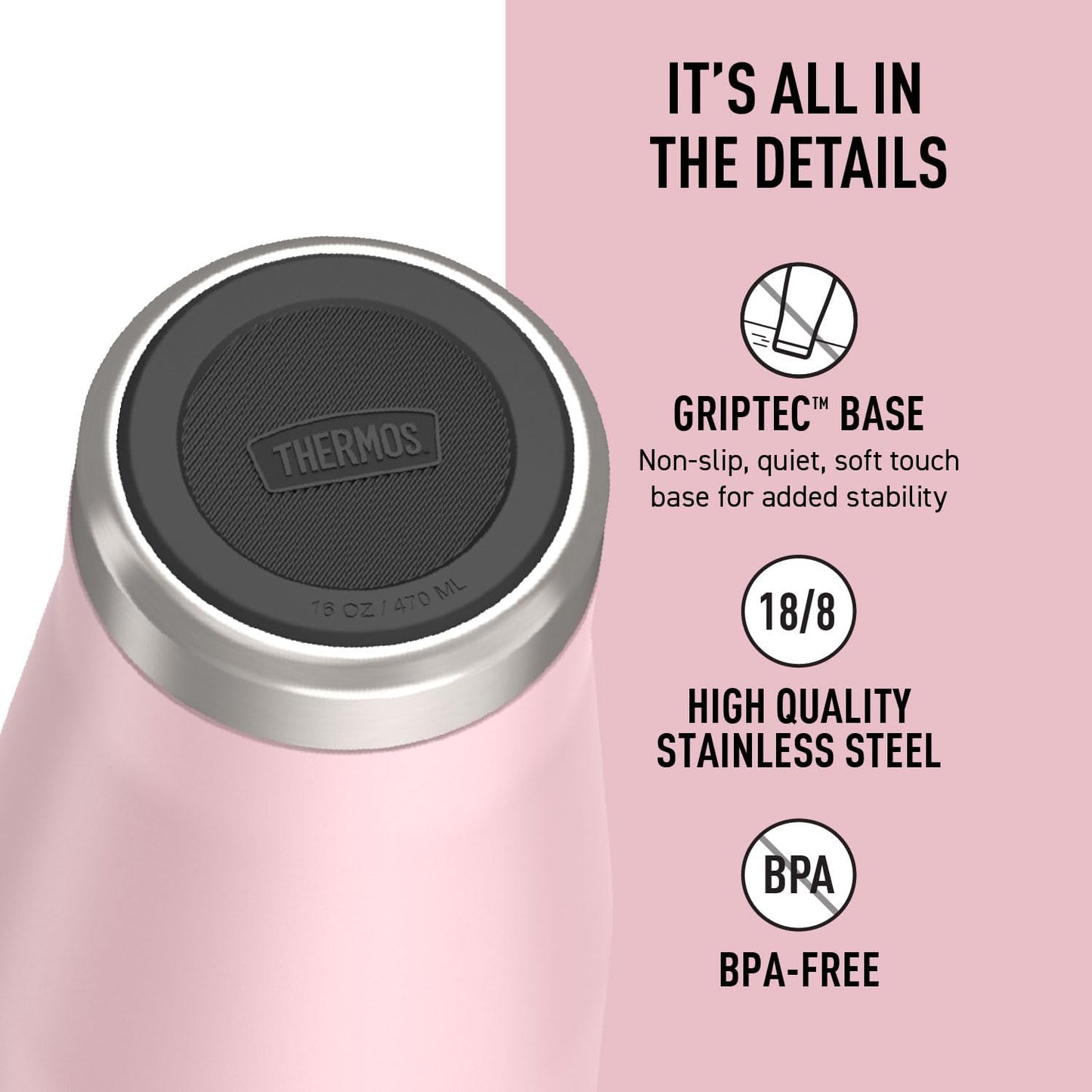 THERMOS ICON SERIES, Stainless Steel Tumbler, Matte Stainless Steel, 16 oz