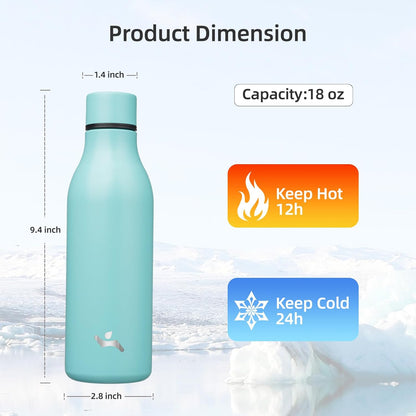 Konokyo Insulated Water Bottle with Strap,18 oz Double Wall Stainless Steel Vacuum Bottles Metal Water Flask,Macaron Green - Colors B