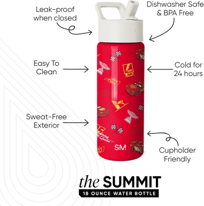 Simple Modern Disney Minnie Mouse Kids Water Bottle with Straw Lid | 14oz Insulated Stainless Steel Kids Tumbler & Spill Proof Toddler Cup for School, Girls, Boys | Summit | Minnie Mouse Fun - Colors A