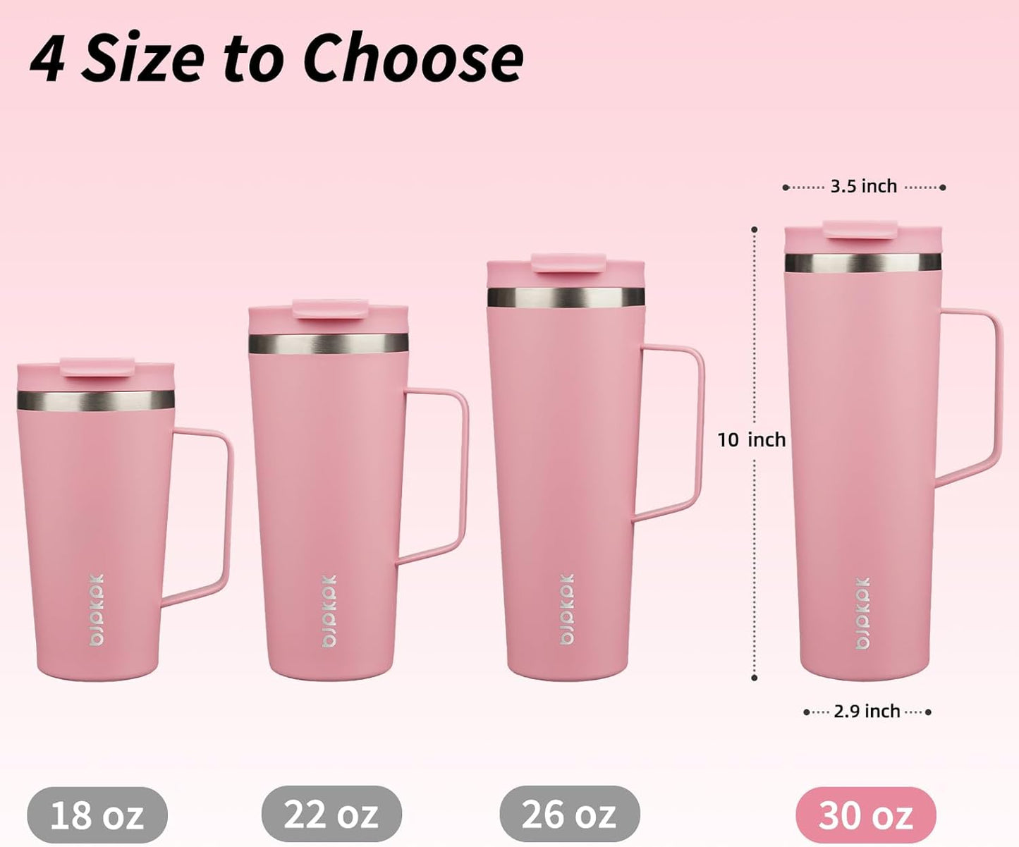 BJPKPK Insulated Tumbler with Handle, 18oz Insulated Tumblers with Lid and Straw, Stainless Steel Metal Water Bottles, Coffee Travel Mugs, Cups, Marshmallow