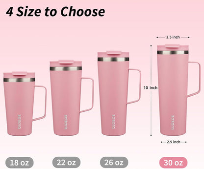 BJPKPK Insulated Tumbler with Handle, 18oz Insulated Tumblers with Lid and Straw, Stainless Steel Metal Water Bottles, Coffee Travel Mugs, Cups, Marshmallow