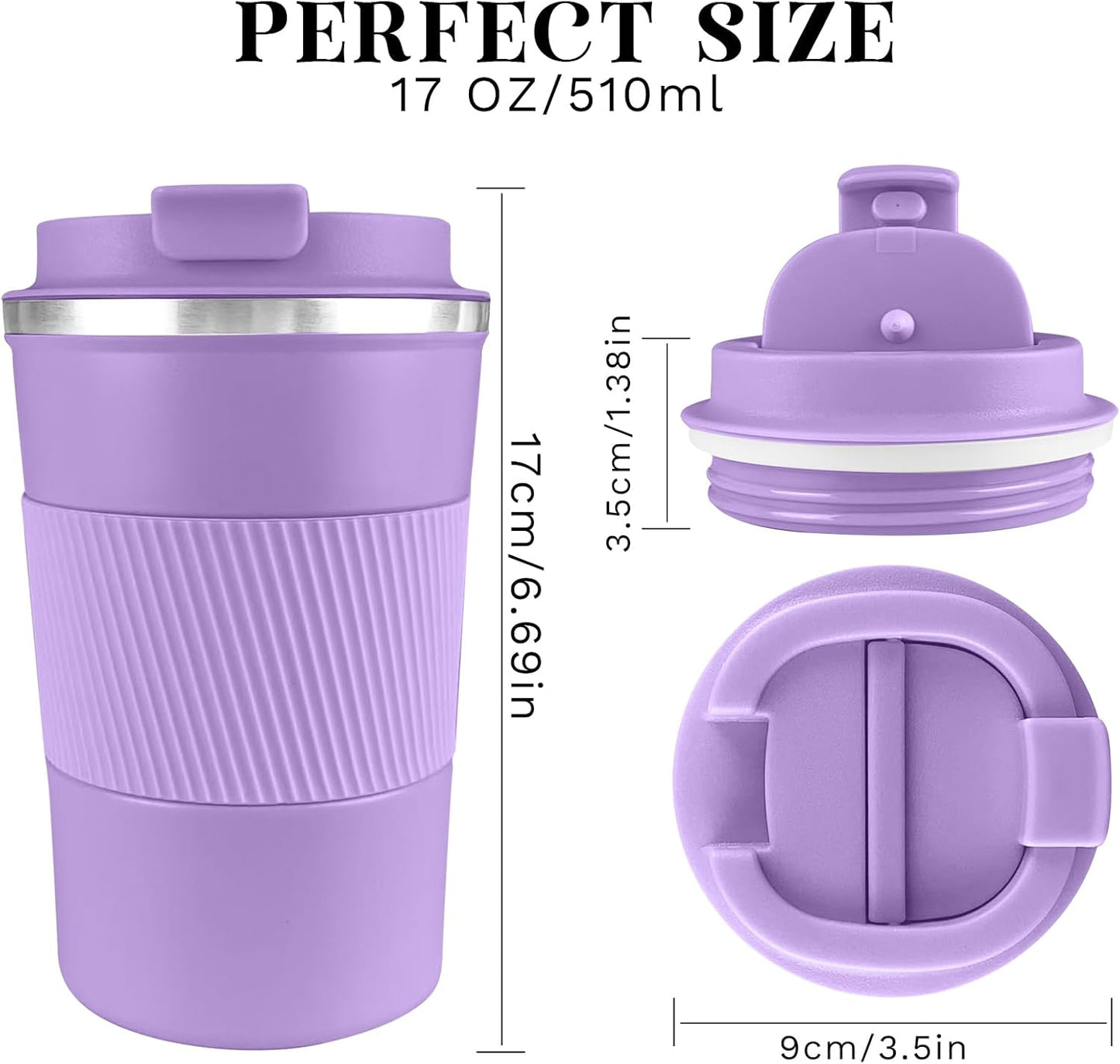 YINBAOGE Insulated Travel Coffee Mug, Spill & Leak Proof, Portable To Go Camping Stainless Steel Coffee Tumbler, Reusable Thermal Coffee Cup with Lid for Hot & Cold Drinks (Black, 12 OZ)
