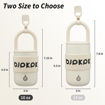 BJPKPK 13oz Insulated Stainless Steel Loop Tumbler With Lid And Handle Travel Coffee Mug Thermal Cup,Latte