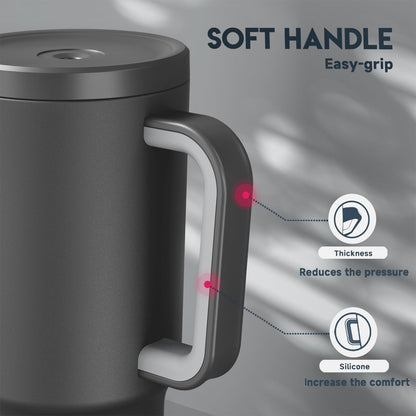 Meoky 40 oz Tumbler with Handle and Straw: Stainless Steel Insulated Tumbler with Lid and Straw - 100% Leak Proof Tumbler for Car Cup Holders - Travelers Commuters Workers, Donut