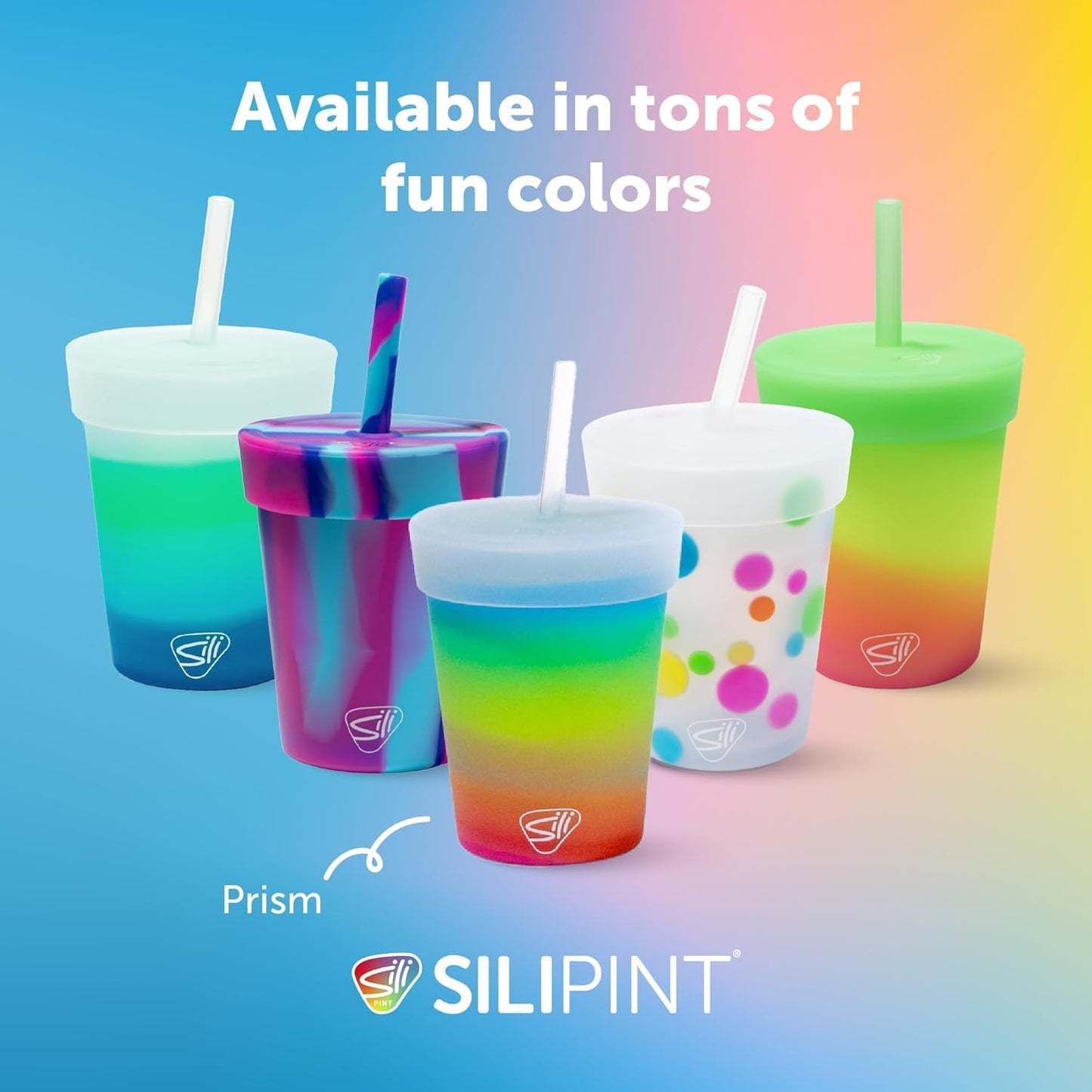 Silipint 8oz Silicone Tumbler with Straw and Lid – Unbreakable, BPA Free, Non-Toxic, Dishwasher, Microwave, Freezer Safe Tumbler Cup – Drinkware for Juice, Smoothies, Coffee (Cool Berry Crush)