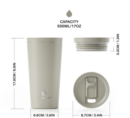 Ideus 17 oz Travel Coffee Mug, Double Wall Vacuum Stainless Steel Insulated Coffee Tumbler With Lid, Splash-Proof & Cup Holder Friendly, Keeps Drinks Hot/Cold, Dishwasher Safe, Purple