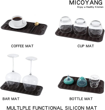 MicoYang Silicone Dish Drying Mat for Multiple Usage,Easy clean,Eco-friendly,Heat-resistant Silicone Mat for Kitchen Counter,Sink,Bar,Bottle,or Cup Green M 17 inches x 6 inches