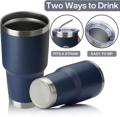 MEWAY 30oz Tumbler Double Wall Vacuum Insulated Travel Mug, Stainless Steel Tumbler with Lid, Durable Powder Coated Insulated Coffee Cup for Cold & Hot Drinks (Silver,1 PACK)