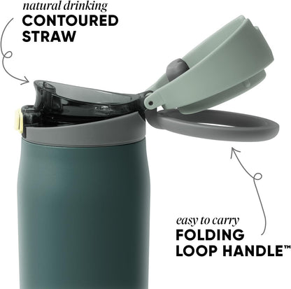 Simple Modern Mesa Loop Water Bottle with Covered Straw and Handle | 24oz Cup Holder Friendly Insulated Stainless Steel Bottles for Travel, Sports and School | Iris Sage - Colors A