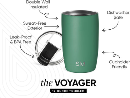 Simple Modern Voyager Tumbler with Flip Lid | Travel Coffee Mug | Insulated Stainless Steel Cold Brew Iced or Hot Coffee Cup | Gifts for Women Men Her Him | 16oz, Almond Birch