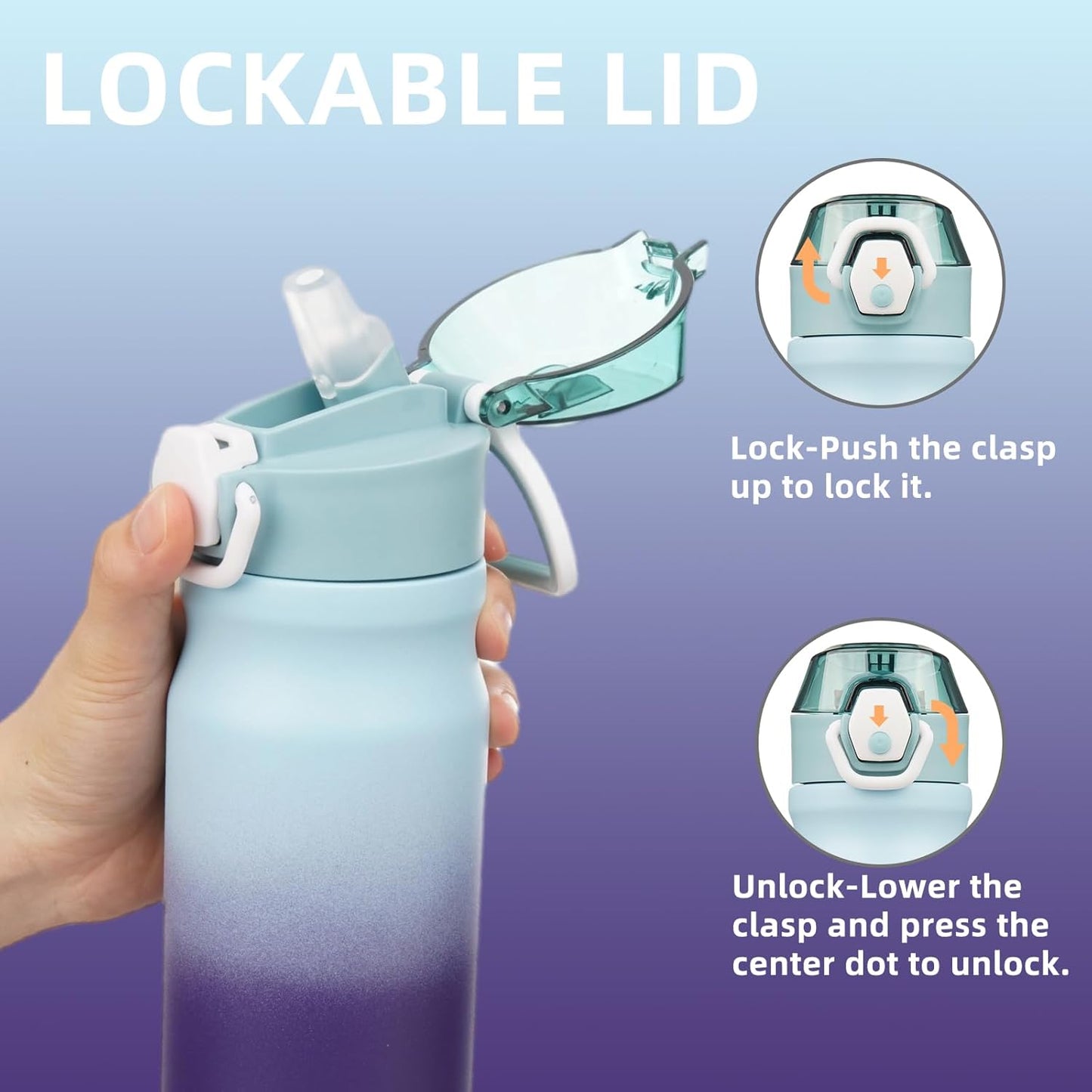 Konokyo 18 oz Insulated Water Bottle with Straw Lid, Stainless Steel Vacuum Sports Water Bottle, Leak-Proof Reusable Metal Flask with Carry Loop, BPA-Free Travel Bottle for Gym, School, Office