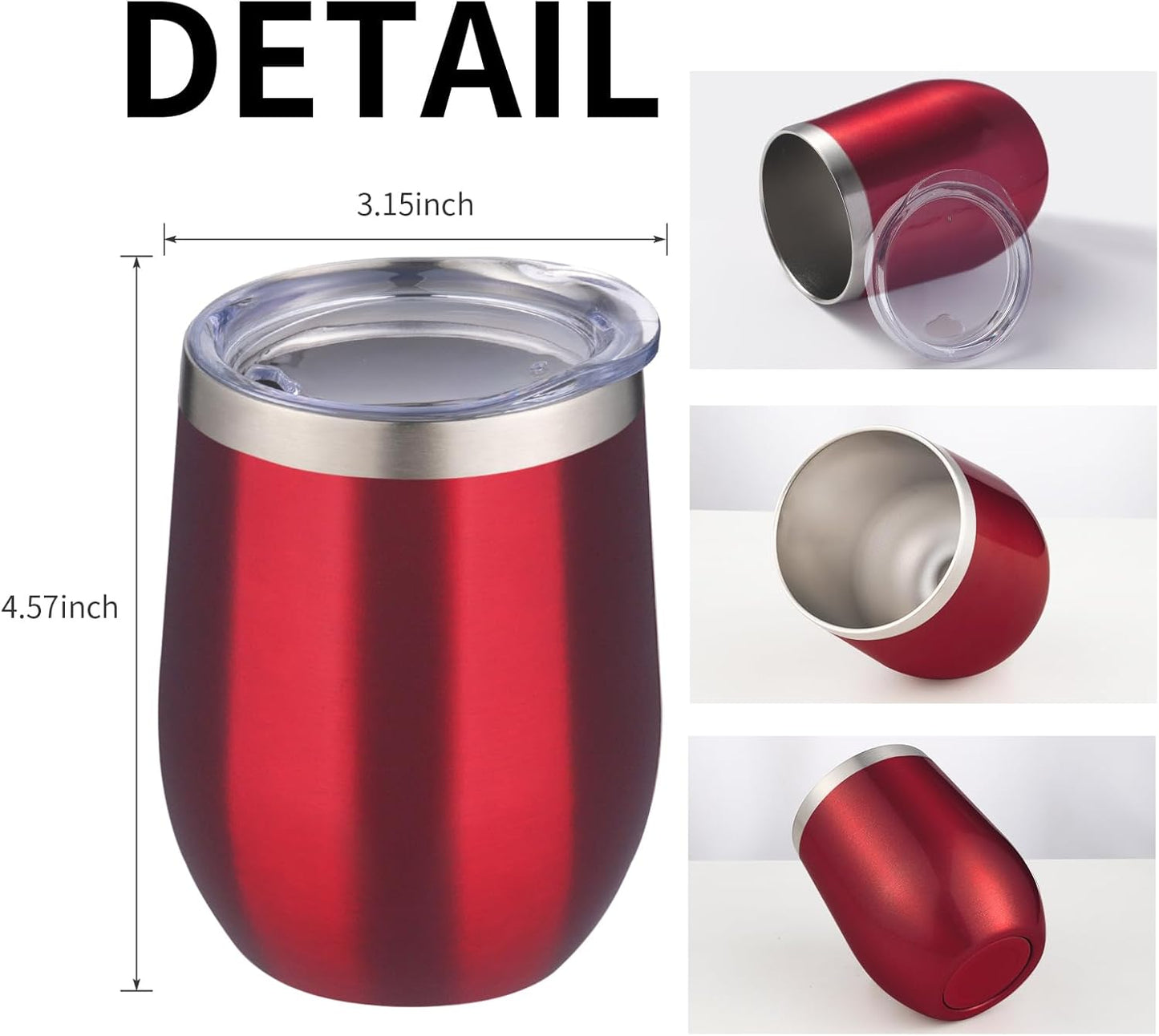 12oz/4 Pack Wine Tumbler Glasses with Lid Stemless Double Wall Vacuum Stainless Steel Travel Tumbler Keeping Cold & Hot for Wine,Coffee,Cocktails,Drinks-Family and Gifts (Multi color-dark)