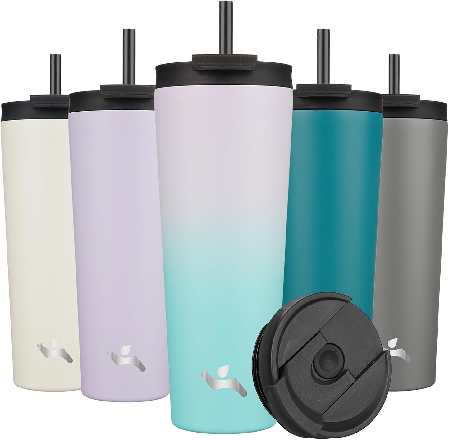 Konokyo 30 OZ Insulated Tumbler with Lid and 2 Straws Stainless Steel Water Bottle Vacuum Travel Mug Coffee Cup,Pastel Sunset