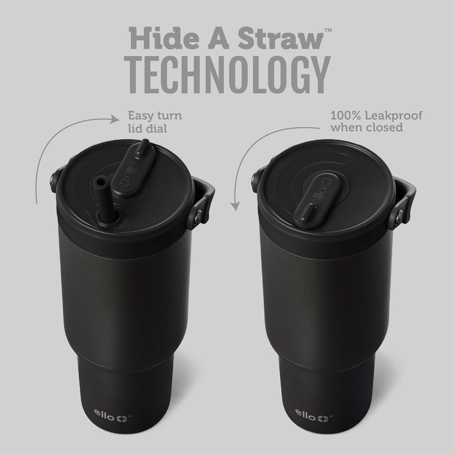 Ello Oasis Go+ 26oz Tumbler with Top Handle and Retracting Straw | Reusable Insulated Stainless Steel Cup, 100% Leakproof Water Bottle, 24 Hours Cold, Cup Holder Friendly For Travel | Wild Rasberry