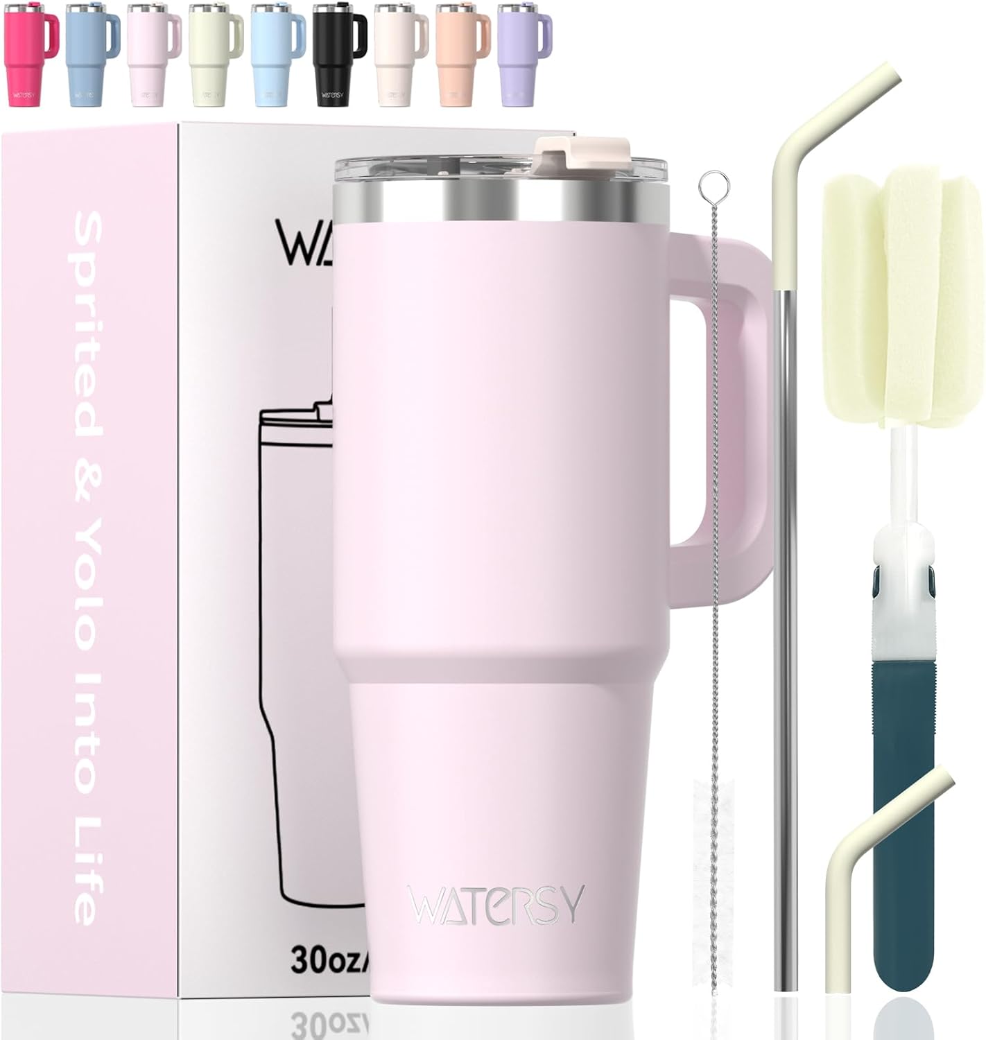 40 oz Tumbler with Handle,Tumbler with Lid and Straw,Double Wall Insulated Cup Stainless Steel Travel Mug(Cold for 34 Hours),Water Bottle for Iced Tea,Coffee,Cold Beverages(Purple)