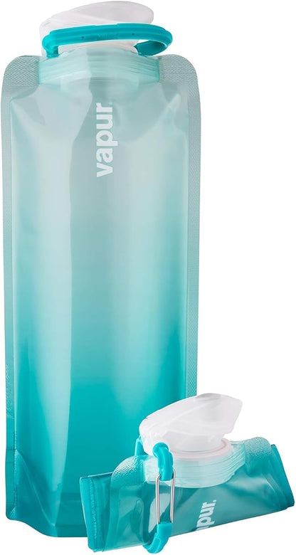 Vapur Collapsible Water Bottle with Carabiner - 34oz (1L), Night Blue - Flexible and Lightweight Water Bottle for Travel, Concert, Hiking, and Outdoor Adventures - BPA-Free, Dishwasher-Safe, Freezable