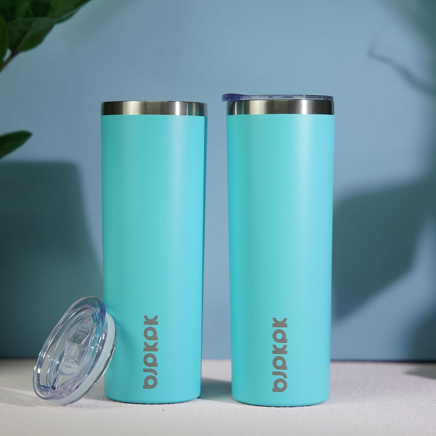BJPKPK Skinny Tumbler with Lid 20 oz Stainless Steel Vacuum Insulated Double Wall Travel Coffee Water Tumblers Cup,White