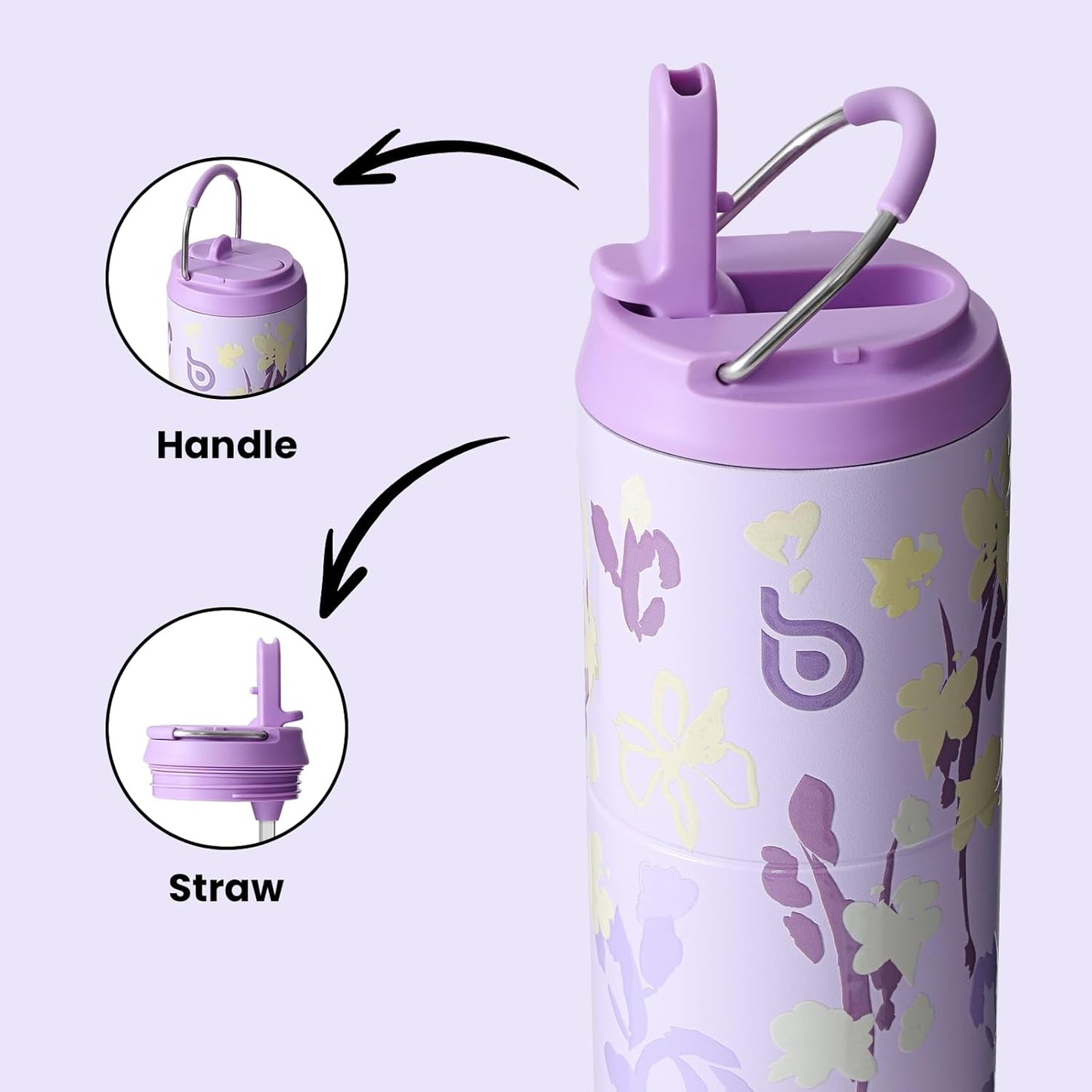BOTTLE BOTTLE Insulated Water Bottle 24oz with Straw Lid and Handle for Sports Travel Gym Stainless Steel Water Bottles Double-Wall Vacuum Metal Leak Proof BPA-Free