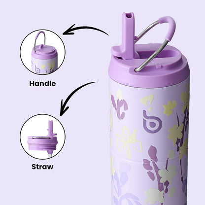 BOTTLE BOTTLE Insulated Water Bottle 24oz with Straw Lid and Handle for Sports Travel Gym Stainless Steel Water Bottles Double-Wall Vacuum Metal Leak Proof BPA-Free