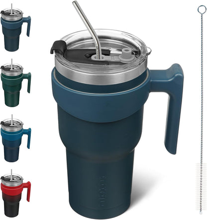 BJPKPK Tumbler With Handle And Straw Lid 40 oz Stainless Steel Insulated Coffee Tumbler Cups For Home, Office or Car,Turquoise