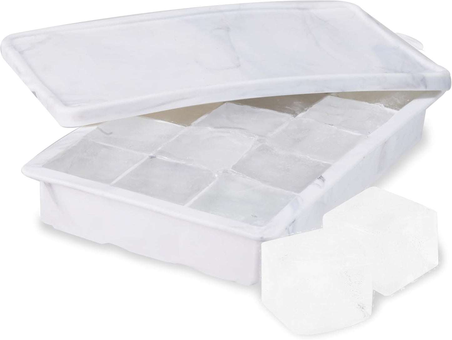 Host Ice Cube Tray, Makes Four 5-Inch Long Cubes, Durable Silicone Trays with Easy Release Design, Perfect for Water Bottles and Highball Glasses, Home Bar Accessories, Set of 1, Marble
