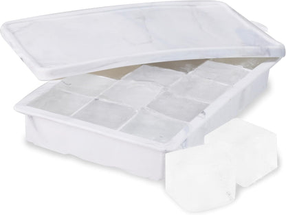 Host Ice Cube Tray, Makes Four 5-Inch Long Cubes, Durable Silicone Trays with Easy Release Design, Perfect for Water Bottles and Highball Glasses, Home Bar Accessories, Set of 1, Marble