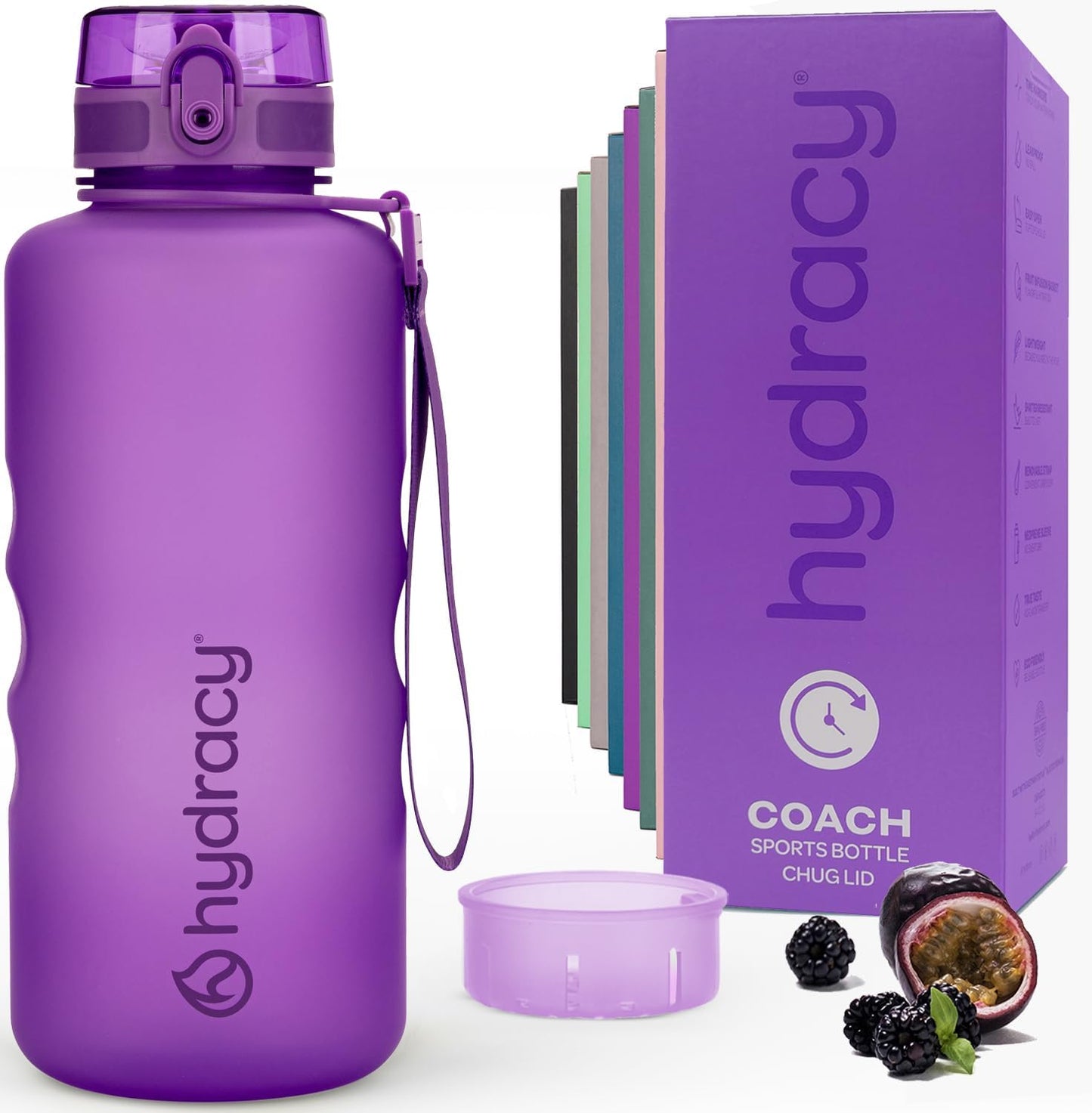 Hydracy Water Bottle with Time Marker -Large BPA Free Water Bottle & No Sweat Sleeve -Leak Proof Gym Bottle with Times to Drink - Ideal for Fitness Sports & Outdoors