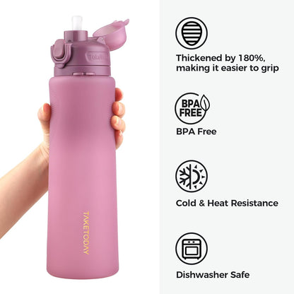 TakeToday Collapsible Water Bottles 32oz, Foldable Travel Bottle, TSA-Approved Leakproof Newly Silicone Water Bottle for Hiking, Travel, Outdoors, Black