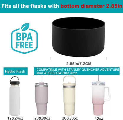 HEYSKAY 2pcs Protective Flask Silicone Boot Base for Stanley Quencher Adventure 40oz & Stanley IceFlow 20oz 30oz Tumbler, and Compatible with 12-24oz Hydro Sport Water Bottles,Yeti and More