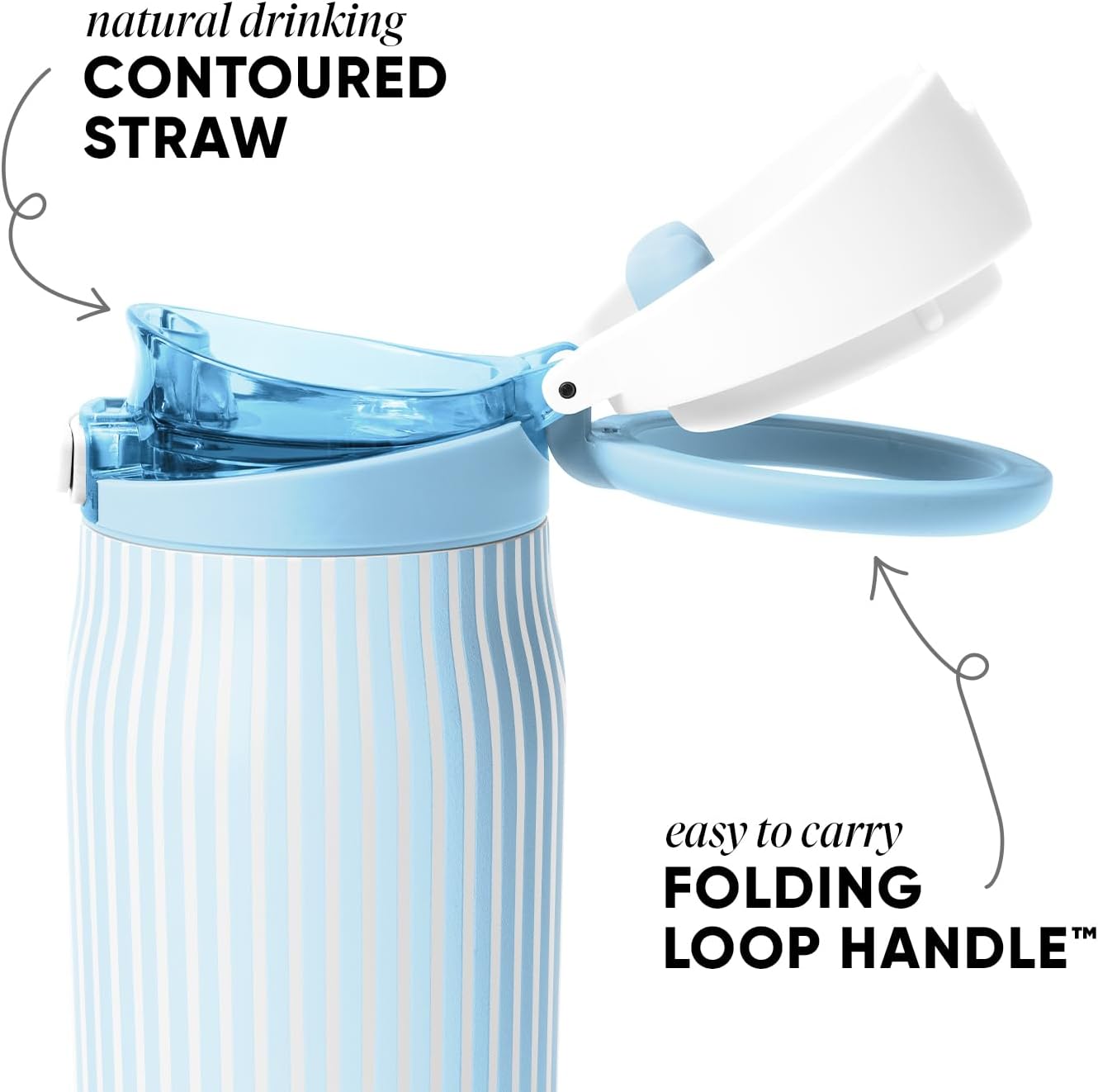 Simple Modern Mesa Loop Water Bottle with Covered Straw and Handle | 24oz Cup Holder Friendly Insulated Stainless Steel Bottles for Travel, Sports and School | Iris Sage - Colors B