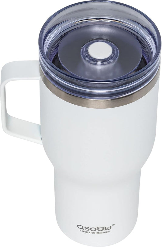 asobu Ultimate Ceramic Travel Mug, 12oz Insulated Stainless Steel Coffee Cup with Handle & Splash-Resistant Lid, Ceramic Lined for Pure Taste, BPA-Free, Double-Wall Vacuum for Hot Drinks