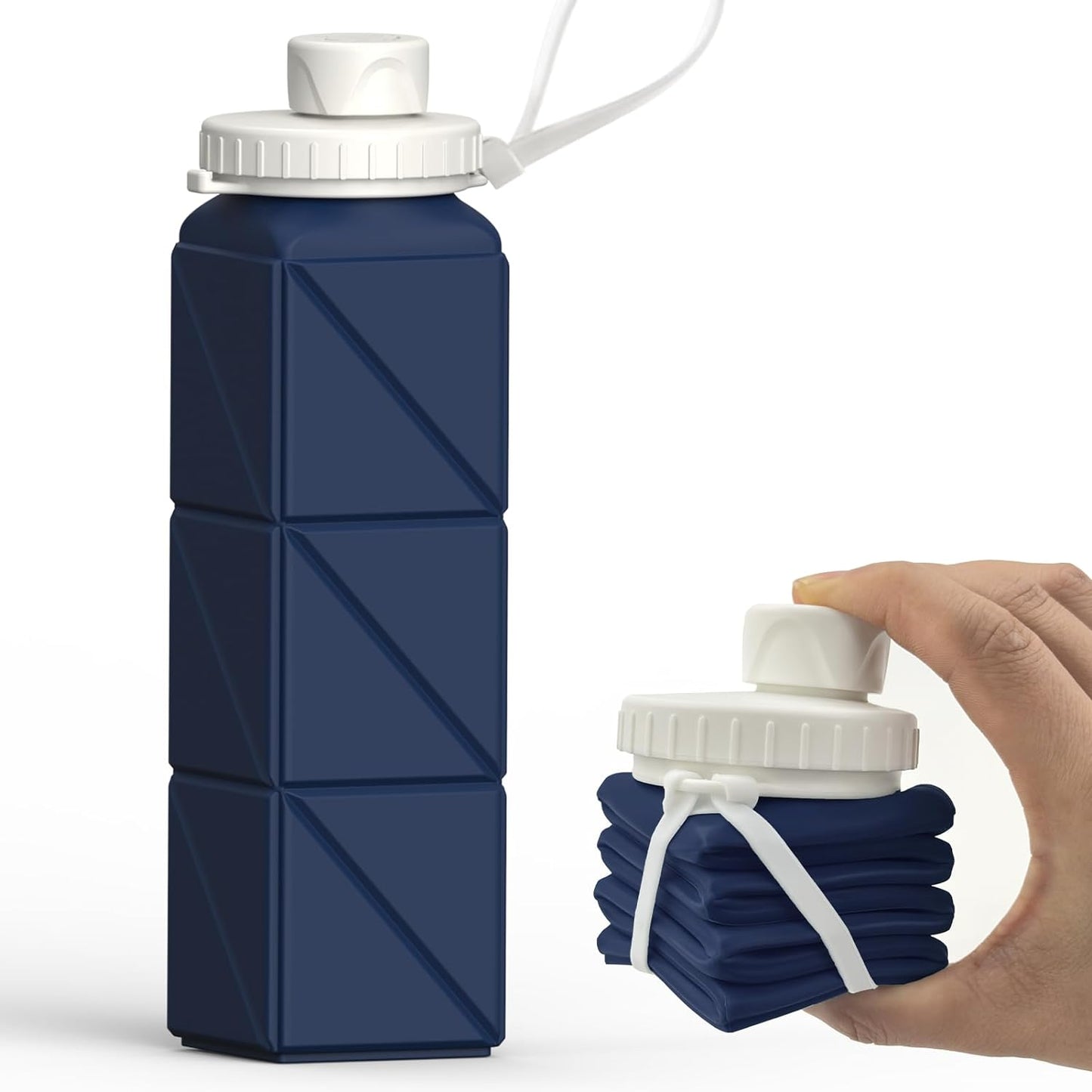 BEAUTAIL Collapsible Water Bottles 20.6oz, Silicone Foldable Portable Travel Water Bottle, Lightweight Reusable Leakproof for Traveling Camping Hiking Cycling Yoga Sports Outdoor