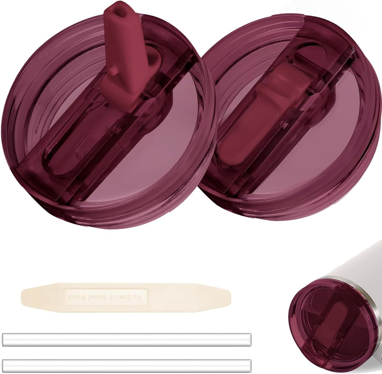 2 Pack 40 oz Tumbler Flip Straw Lid for Stanley Quencher ProTour Leak Proof Lid Replacement for Stanley H2.0 Quencher, Spill Proof Reusable Lid for Stanley Cup Accessories (Purple & Purple, 40 oz)