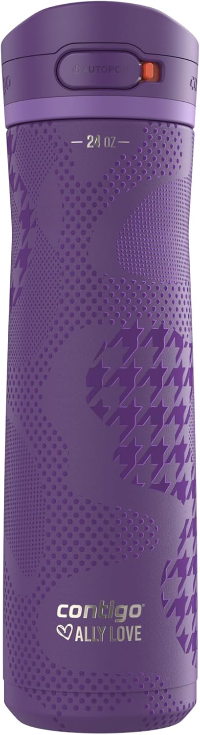 Contigo Jackson Chill 2.0, Vacuum-Insulated Stainless Steel Water Bottle with Secure Lid, Leak-Proof Travel Friendly, 20oz Capacity, Blueberry Color, Keeps Drinks Cold for 12 Hours