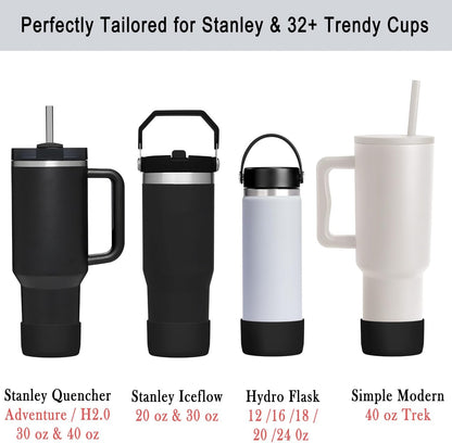 KTKUDY 2-Pack Silicone Boot for Stanley Tumbler 40 30 20 oz & Intended for Hydro Flask 12-24 oz - Cup Boot fit Select Yeti, Simple Modern, Owala Water Bottle - Bottom Cover Accessories Fit Stanley Cup