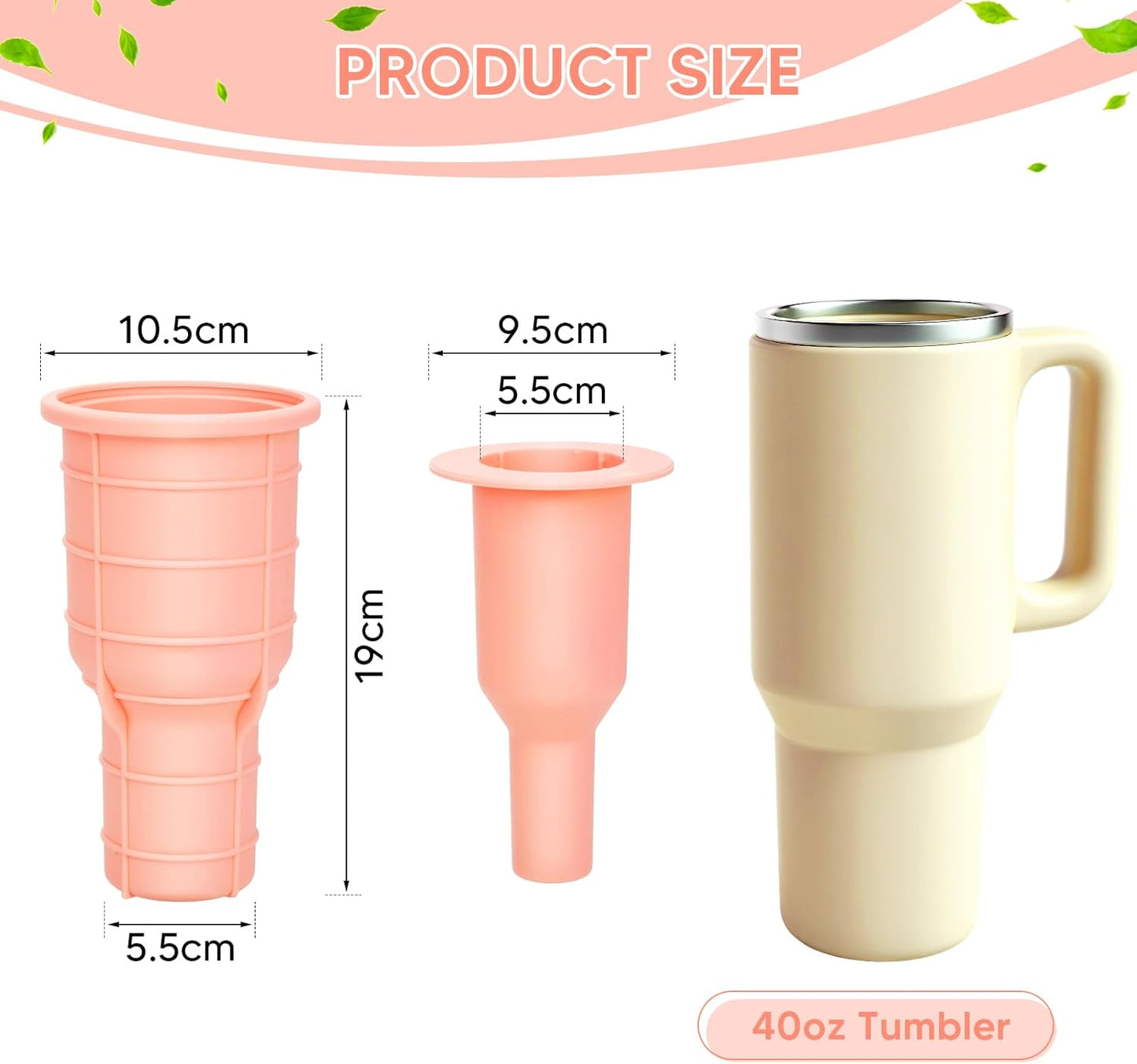 Ice Tray Mold for Stanley Cup 30 Oz-40 Oz, All-in-One Silicone Hollow Cylinder Ice Mold for Tumbler Stanley Cups,Easy Release Ice Cube Tray for Juice Coffee Whiskey Cocktail-Orange