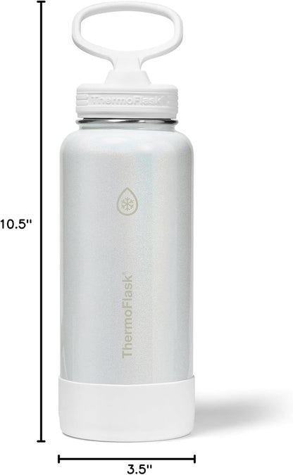 ThermoFlask Insulated Water Bottle with Spout Lid (24 oz, Lemonade Stand) - Leakproof, Stainless Steel Water Bottle for Cold & Hot Drinks, Travel & Daily Hydration