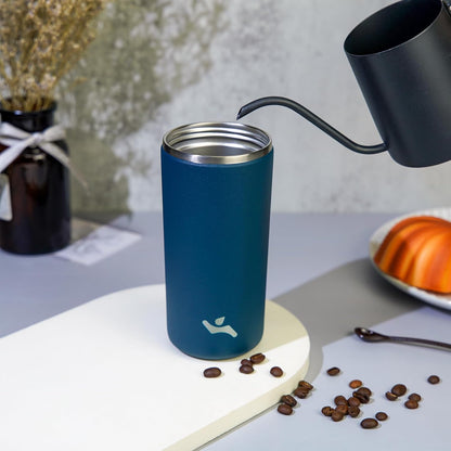 Konokyo Tumbler with Lid, 16 oz Travel Coffee Mug Double Wall Vacuum Stainless Steel Thermal Metal Cup Insulated Water Bottle,Navy Blue