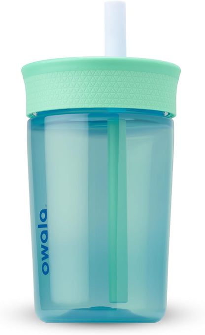 Owala Kids BPA-Free Plastic Tumbler with Spill Resistant Flexible Straw, Easy to Clean, Kids Water Bottle, Great for Travel, Dishwasher Safe, 15 Oz, Skate Park