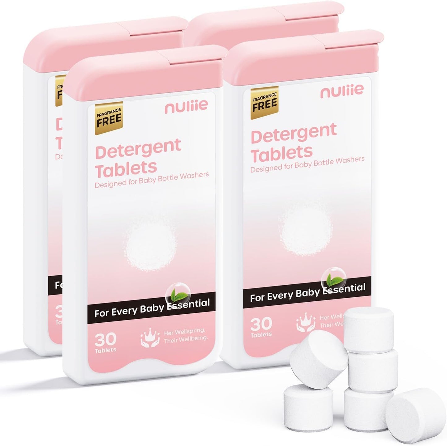Nuliie 120PCS Detergent Tablets with Sealed Box, Bottle Washer Tablets for Momcozy, Baby Brezza, GROWNSY & Momfann, Removes Milk Residue & Odor, Gentle Formula Safe