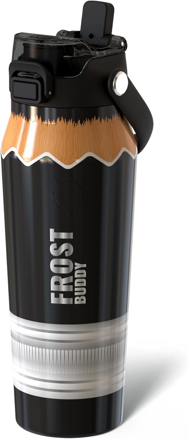 Frost Buddy 24oz Insulated Water Bottle with Straw & Chug Lid | Leak-Proof Stainless Steel | 24-Hours Cold | Sweat-Proof, Cup Holder Friendly | Ideal for Gym, Travel, Sports & Everyday Hydration - Colors B