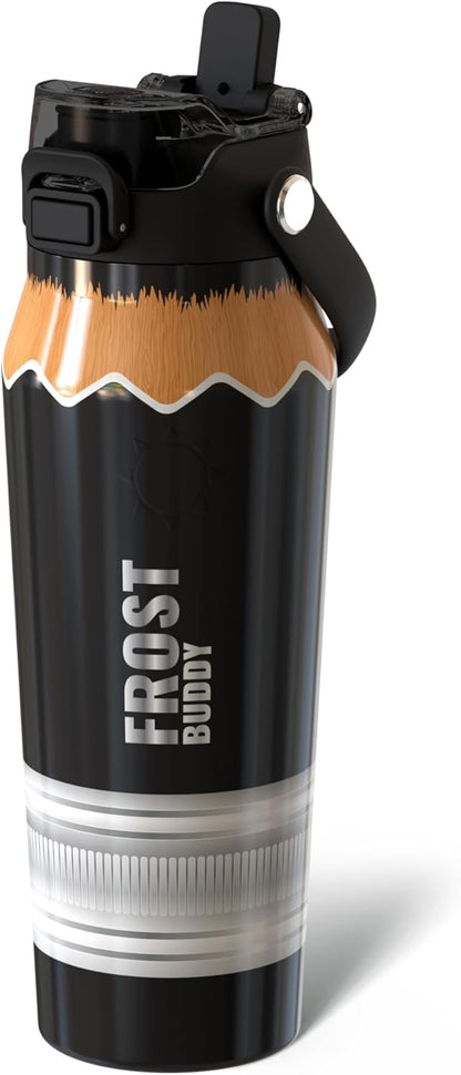 Frost Buddy 24oz Insulated Water Bottle with Straw & Chug Lid | Leak-Proof Stainless Steel | 24-Hours Cold | Sweat-Proof, Cup Holder Friendly | Ideal for Gym, Travel, Sports & Everyday Hydration - Colors B