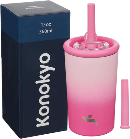 Konokyo 25oz Insulated Tumbler with Lid and Straw, Reusable Iced Coffee Cup with Lid, Travel Coffee Mug, BPA-Free, Leak-Proof and Durable, Oasis