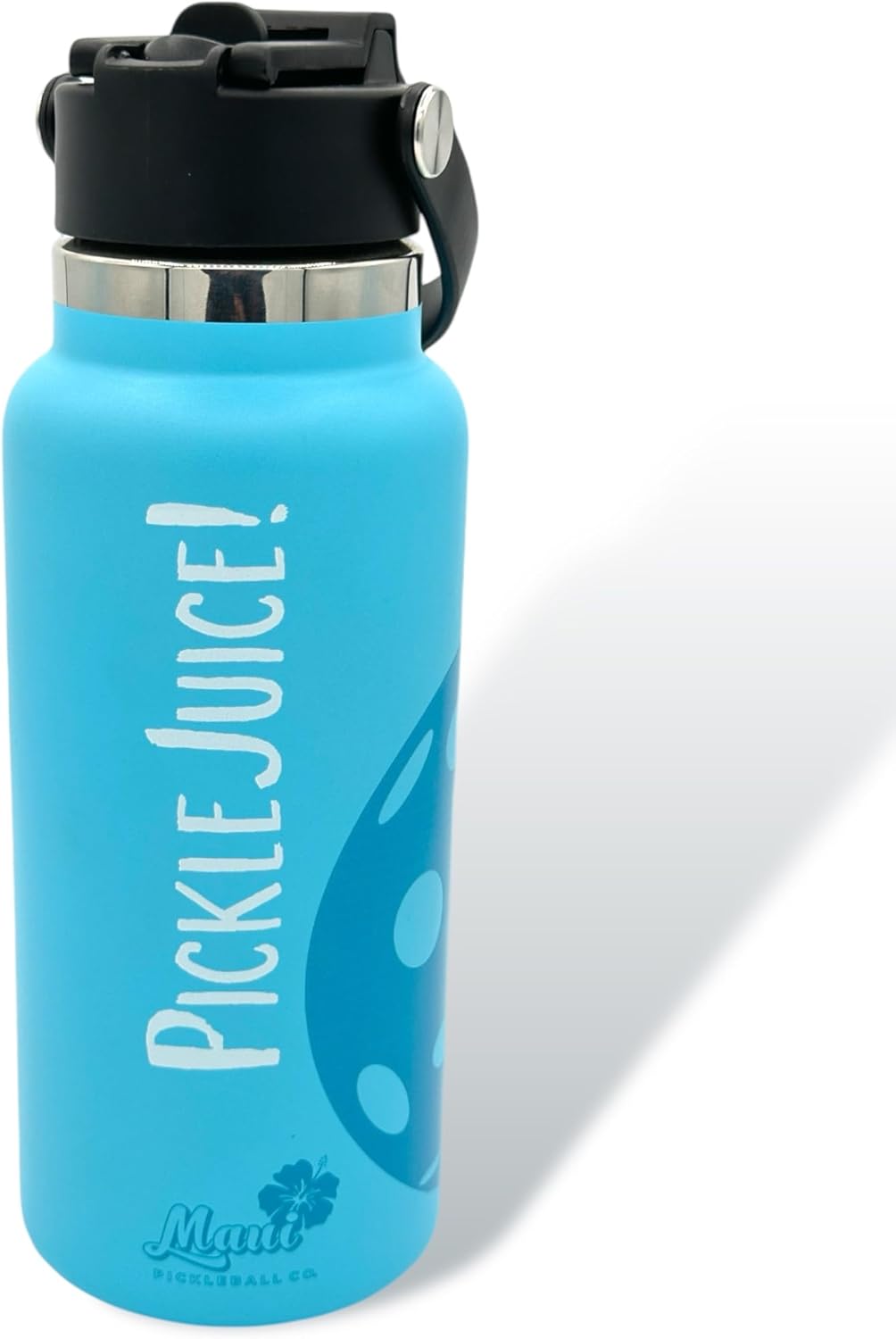 Maui Pickleball Co.™ Pickleball Water Bottle 32oz Insulated Stainless Steel Water Bottle PickleBall Accessories Pickleball Gifts Sip/Swig Lid with Carry Handle
