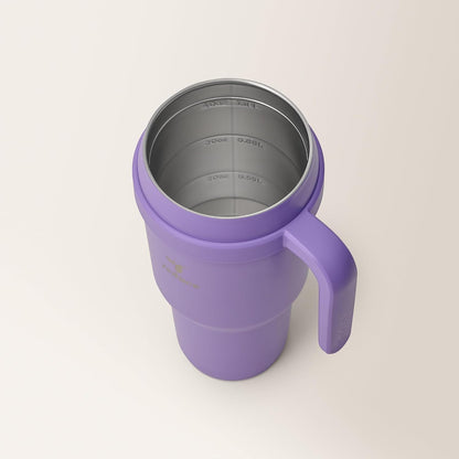 REDUCE 24 oz Stainless Steel Tumbler with Handle - Dual-Wall Vacuum Insulated Travel Mug, Sweat-Proof Lid & Reusable Straw - Keeps Drinks Cold for 24 Hrs, Fits Cupholders, Dishwasher Safe - Lilac Bud